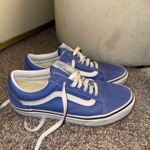 Vans Blue and White Sneakers with Iconic Side Stripe